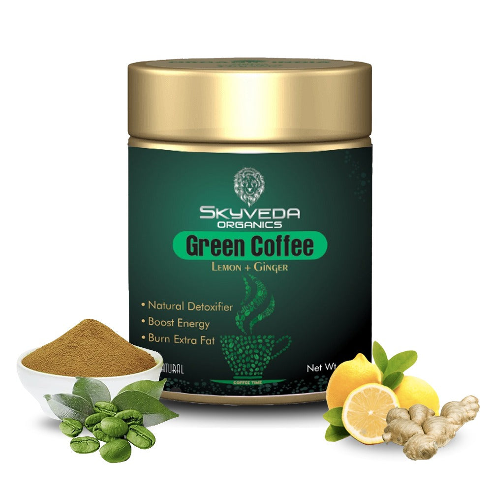 वजन घटाने के लिए Skyveda Organics अदरक और नींबू के साथ Green Coffee (300 ग्राम)