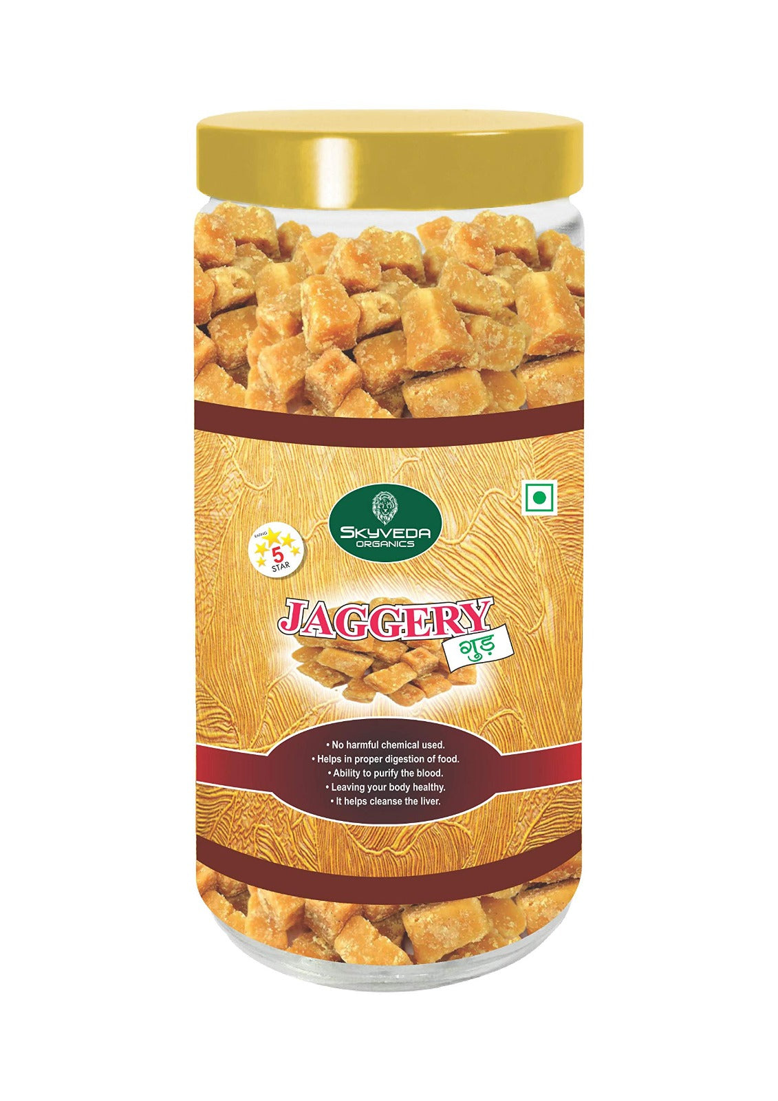 Skyveda Organics Jaggery Cubes 1Kg (देसी गुड़ - मसाला और शुगर फ्री)